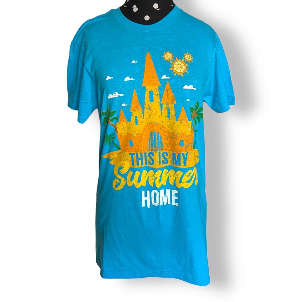 Disney Parks This Is My Summer Home Castle T Shirt Small Blue Graphic Tee
